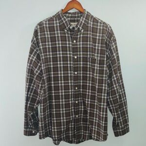 Eddie Bauer Green and White Plaid Casual Shirt size XL